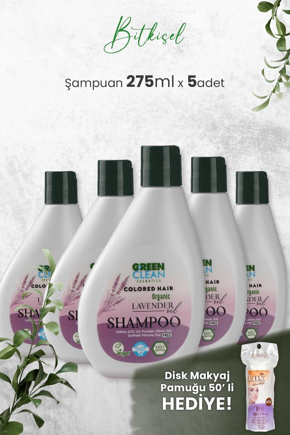 Green Clean Şampuan Lavender 275 ml x 5 Adet ve Hediyeli