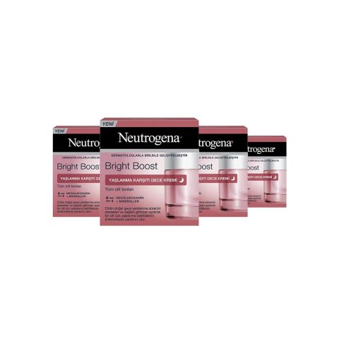 Neutrogena Bright Boost Yaşlanma Karşıtı Gece Kremi 50 ml x 4