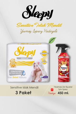 150 Adet Sensitive Islak Mendil, Amber Oda Kokusu Hediyeli