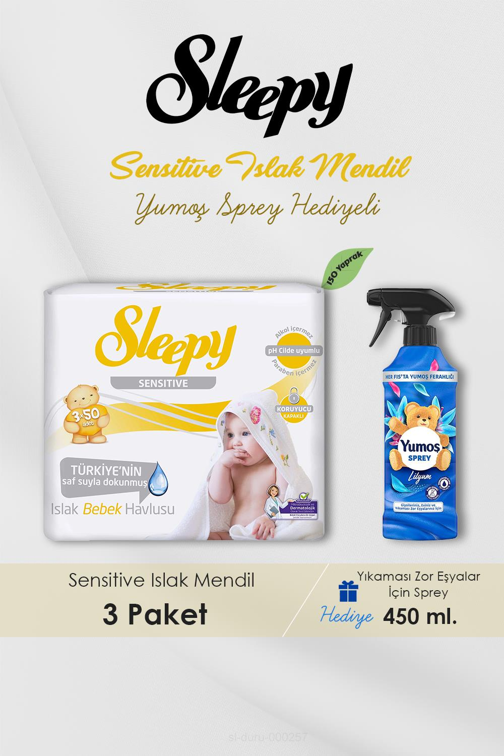 150 Adet Sensitive Islak Mendil, Lilyum Oda Kokusu Hediyeli