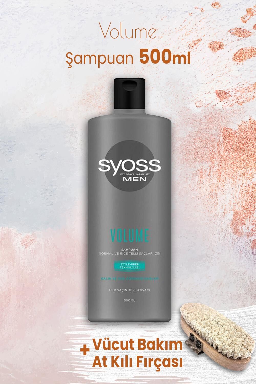 Syoss Men Volume Şampuan 500 ml ve Vücut Bakım At Kılı Fırçası