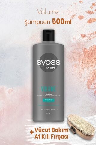 Syoss Men Volume Şampuan 500 ml ve Vücut Bakım At Kılı Fırçası