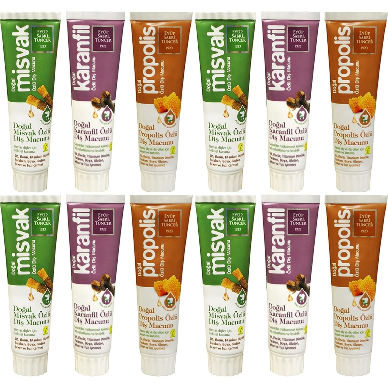 Eyüp Sabri Tuncer Diş Macunu Misvak + Propolis + Karanfil 75 ml x 12'li