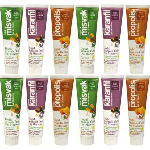 Eyüp Sabri Tuncer Diş Macunu Misvak + Propolis + Karanfil 75 ml x 12'li