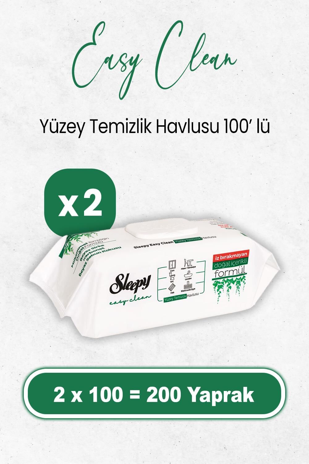 Sleepy Easy Clean Yüzey Temizlik Havlusu 100 x 2 Adet (200 Yaprak)