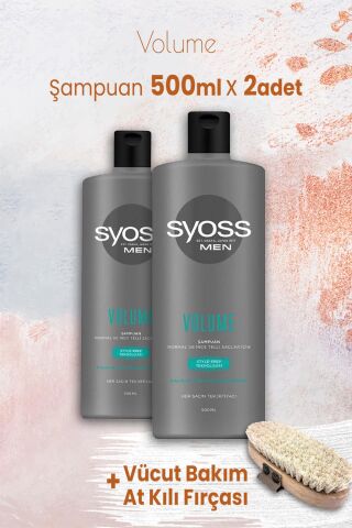 Syoss Men Volume Şampuan 500 ml x 2 Adet ve Vücut Bakım At Kılı Fırçası