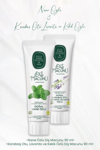 Eyüp Sabri Tuncer Diş Macunu Nane Özlü 90 ml ve Lavanta ve Kekik Özlü 90 ml