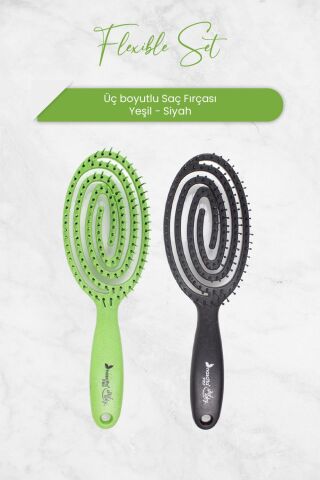 Nascita Üç Boyutlu Flexible Saç Fırçası Yeşil ve Siyah