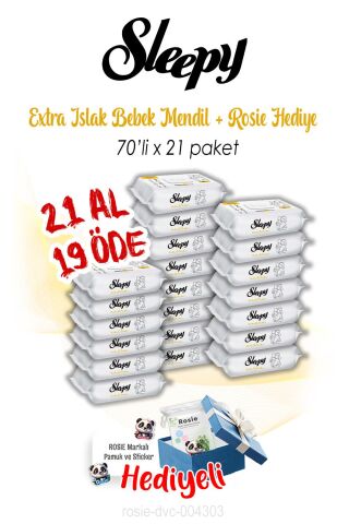 Sleepy 21 AL 19 ÖDE 70'li Extra Islak Bebek Havlusu ve ROSIE