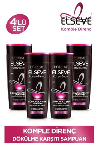 Elseve Komple Direnç Dökülme Karşıtı Şampuan 390 ml 4'lü Set