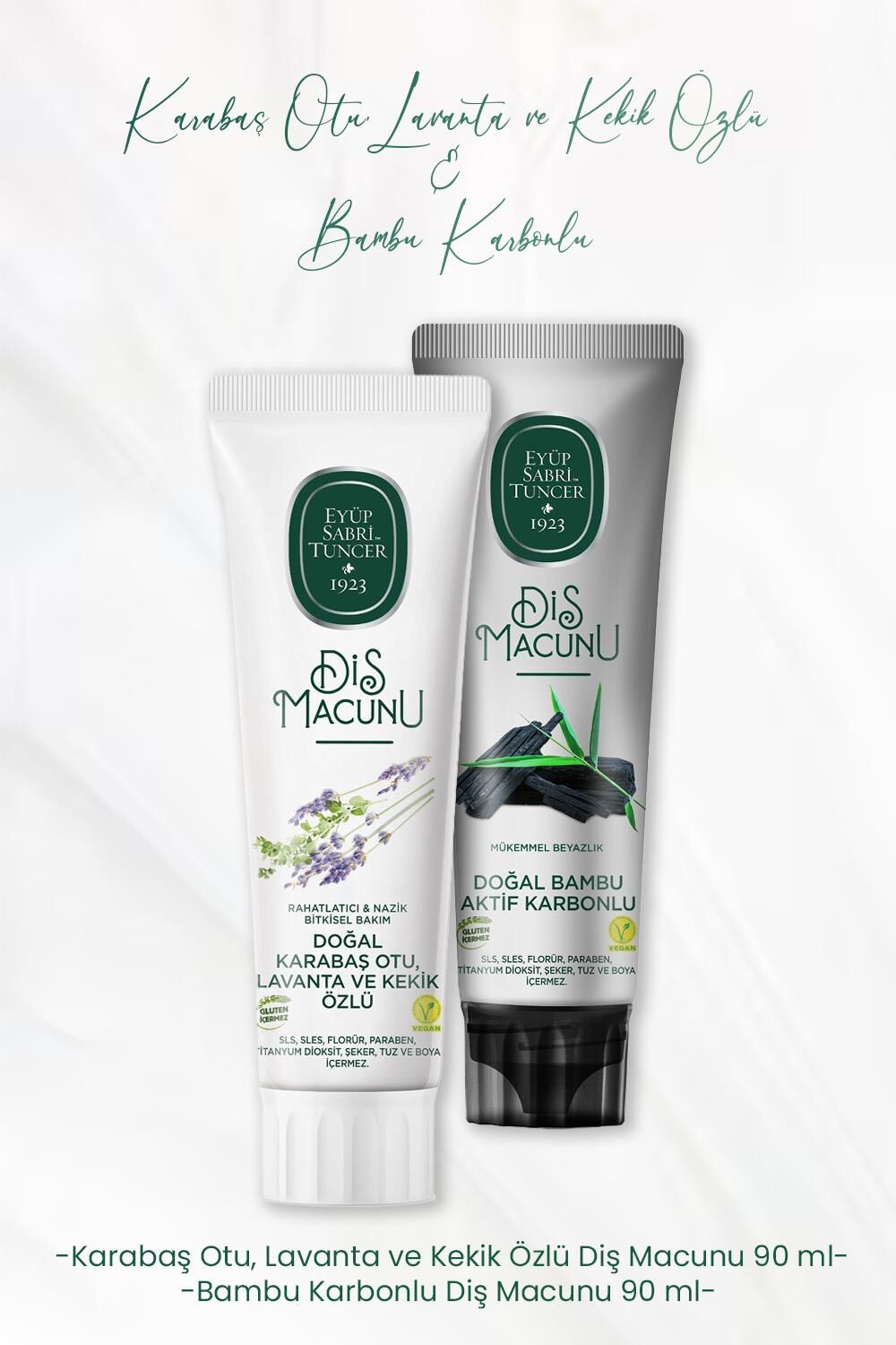 Eyüp Sabri Tuncer Diş Macunu Lavanta ve Kekik Özlü 90 ml ve Bambu Karbonlu 90 ml
