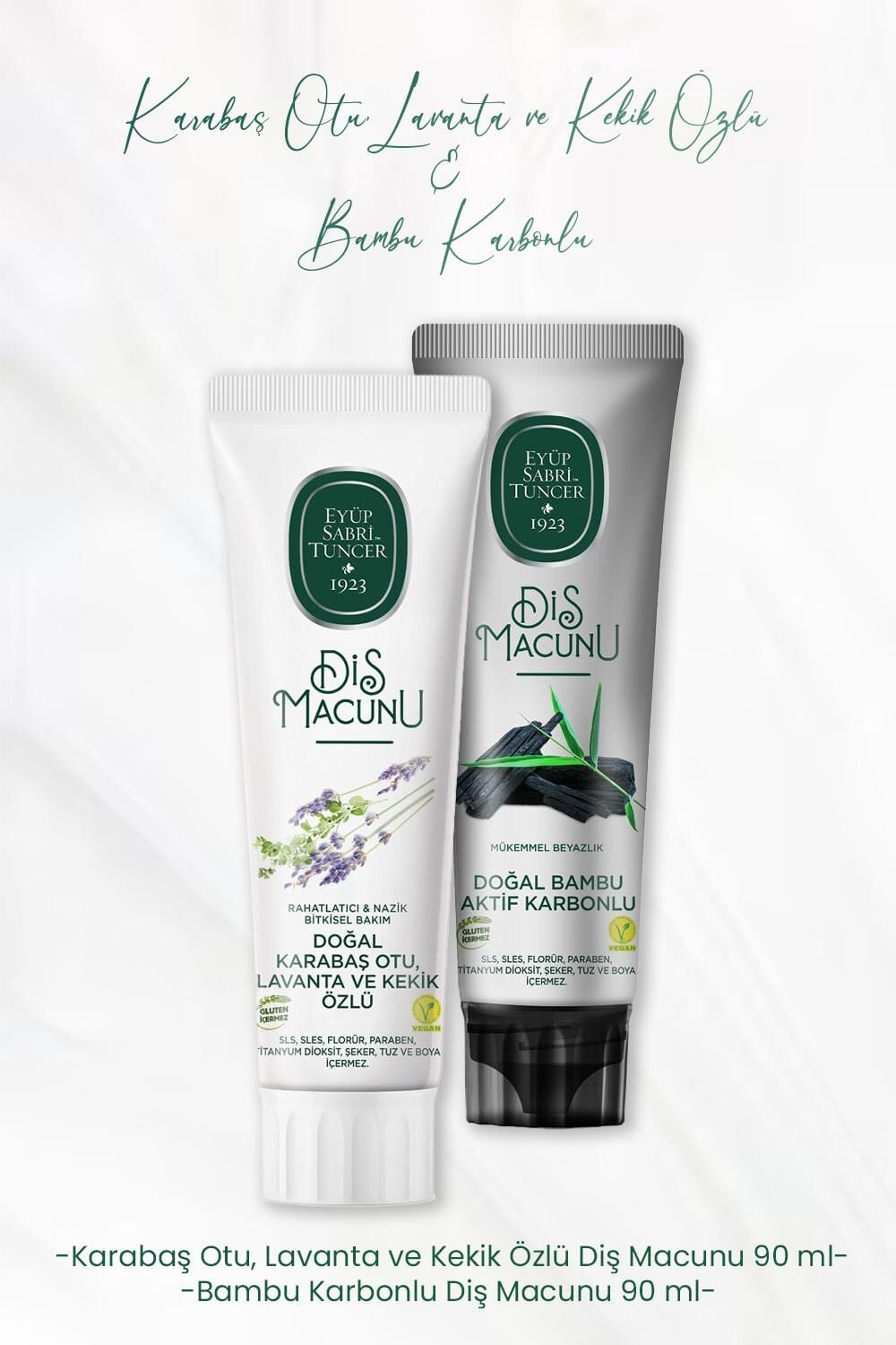 Eyüp Sabri Tuncer Diş Macunu Lavanta ve Kekik Özlü 90 ml ve Bambu Karbonlu 90 ml
