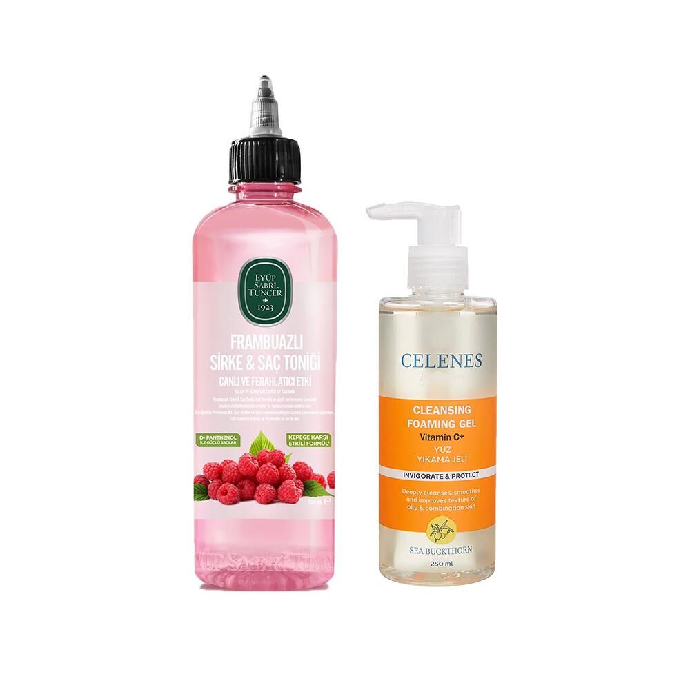 Frambuazlı Sirke & Saç Toniği 500 ml ve Celenes Sea Buckthorn Temizleme Jeli