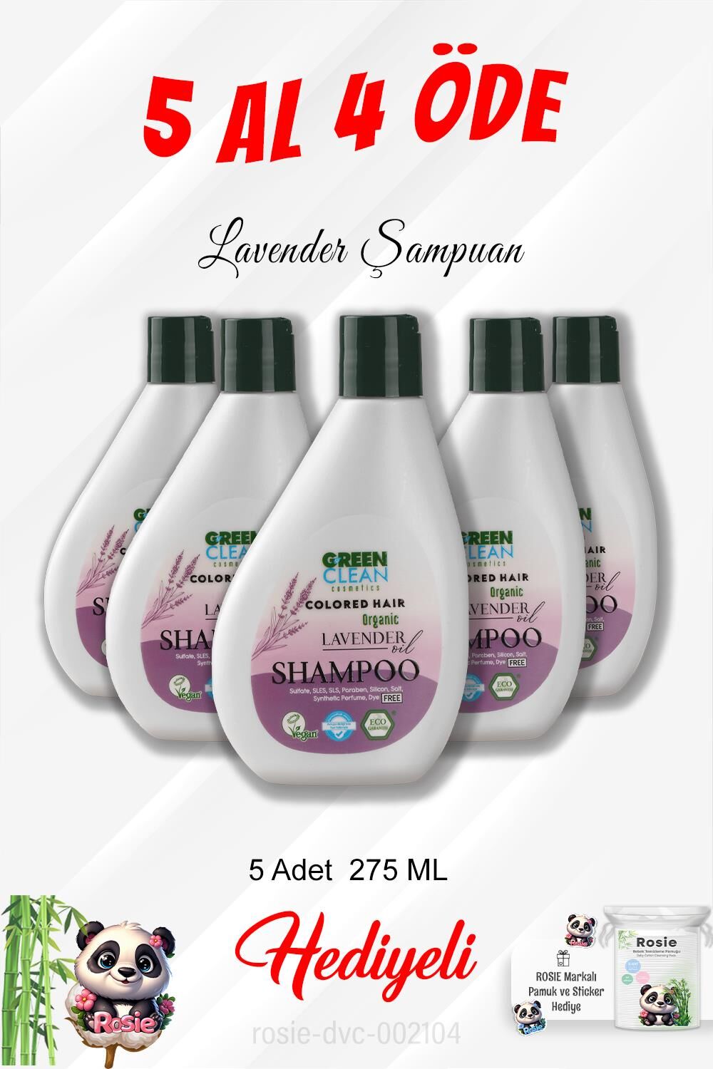 Lavender Şampuan 5 Al 4 Öde 275 ML ve Rosie Pamuk