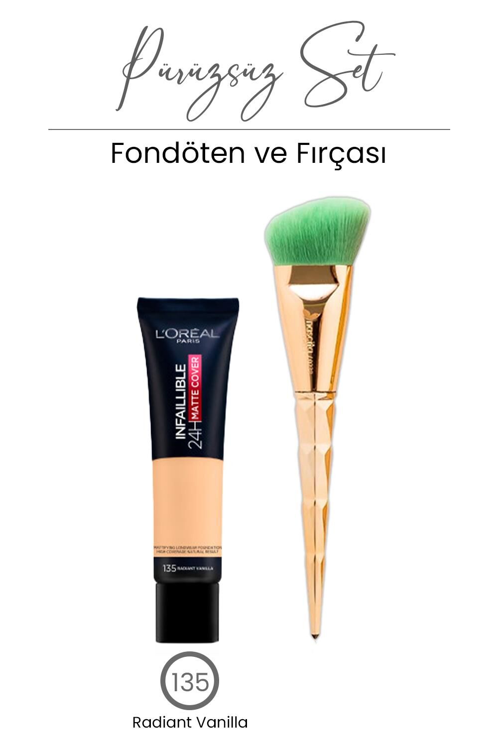Loreal Paris Infaillible 24H Fondöten Radiant Vanilla 135 ve Fondöten Fırçası