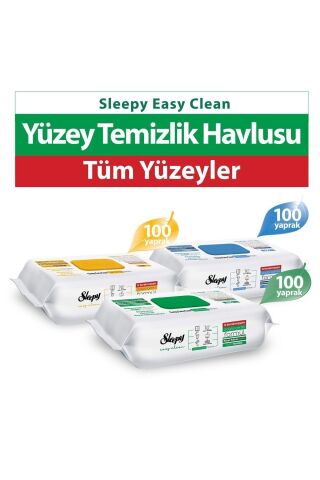 Sleepy Easy Clean Çamaşır Suyu, Arap Sabunu, Beyaz Sabun Katkılı 3 x 100 Yaprak