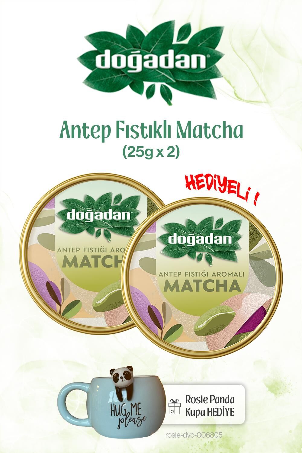 Doğadan x2 Antep Fıstıklı Matcha 25gr ve Panda Kupa