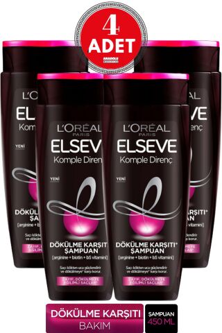 Elseve L'Oréal Paris Elseve Arginine Direnç Dökülme Karşıtı Şampuan 450 ml 4 Adet