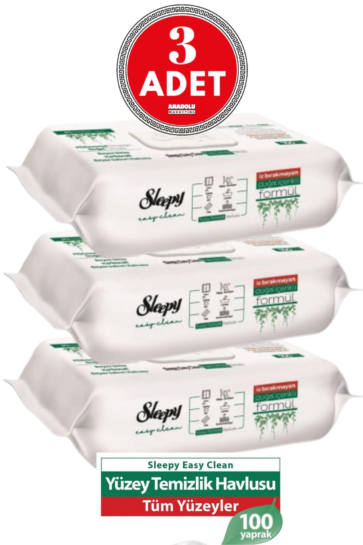 Sleepy Easy Clean Yüzey Temizlik Havlusu 100' lü x 3 Adet