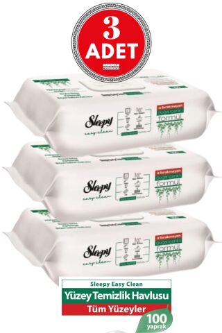 Sleepy Easy Clean Yüzey Temizlik Havlusu 100' lü x 3 Adet
