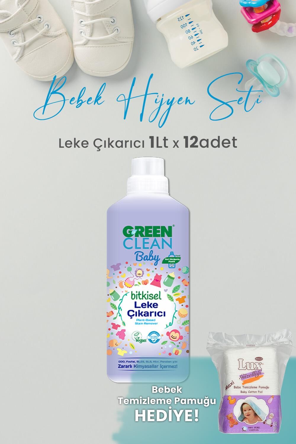 U Green Clean Baby Leke Çıkarıcı 1 L x 12 Adet ve Hediyeli