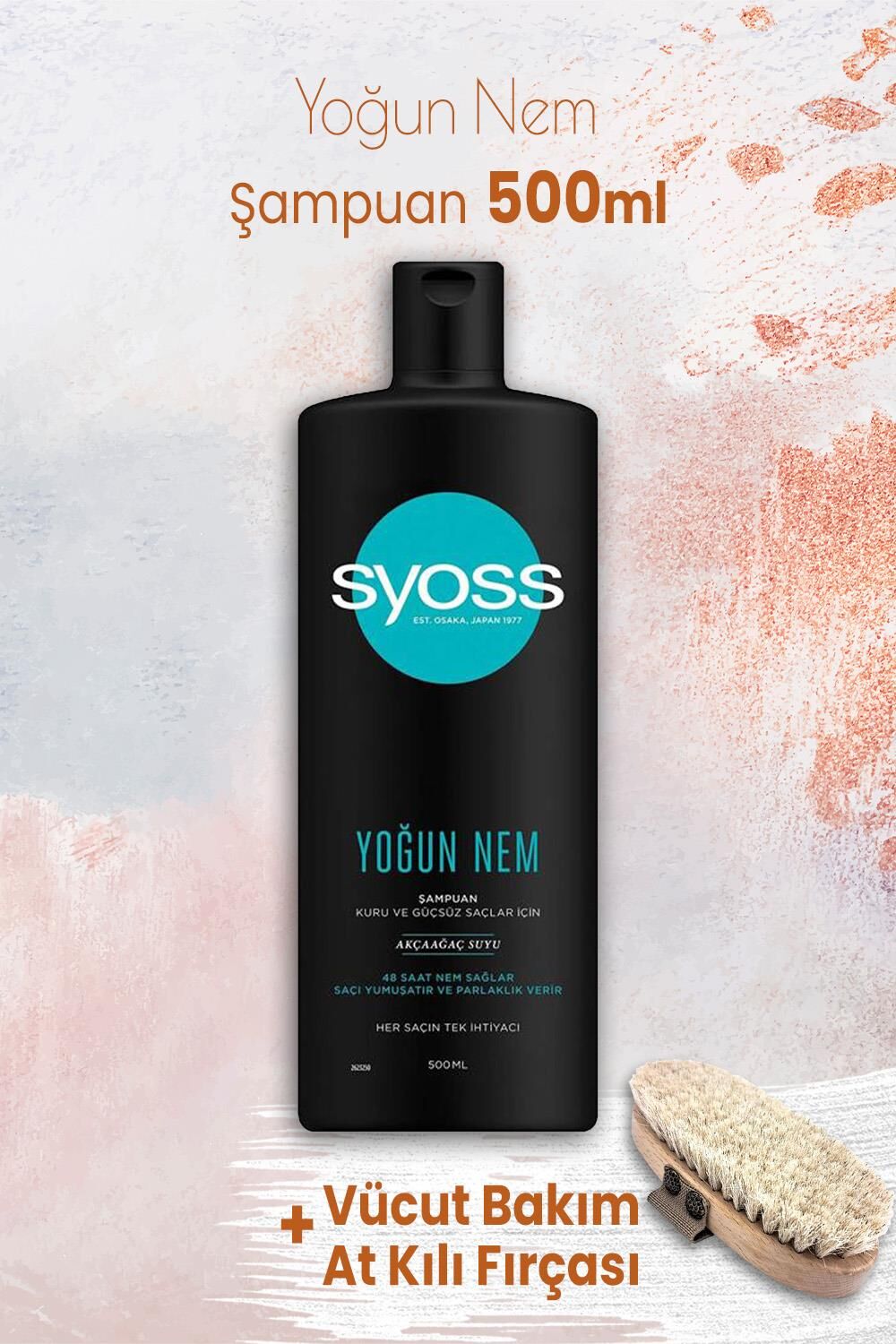 Syoss Yoğun Nem Şampuan 500 ml ve Vücut Bakım At Kılı Fırçası