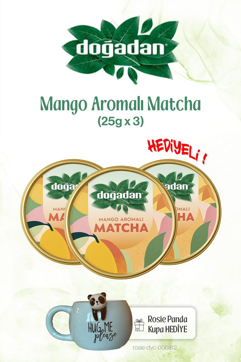 Doğadan Mangolu x3 Matcha 25gr ve Panda Kupa