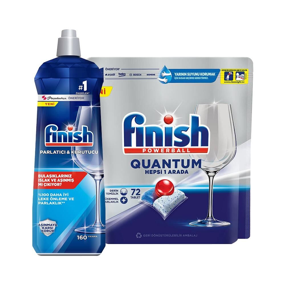 Finish Powerball Quantum 72'li Bulaşık Tableti ve Parlatıcı 800 ml