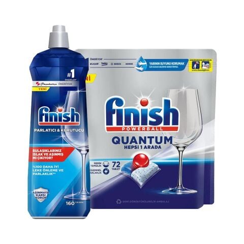 Finish Powerball Quantum 72'li Bulaşık Tableti ve Parlatıcı 800 ml