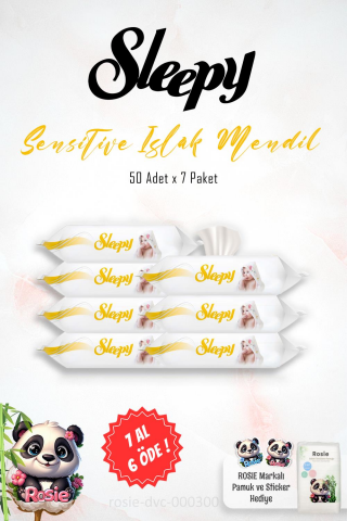 7 AL 6 ÖDE Sleepy Sensitive Islak Bebek Mendil 50'li ve ROSIE Pamuk