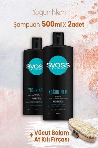 Syoss Yoğun Nem Şampuan 500 ml x 2 Adet ve Vücut Bakım At Kılı Fırçası