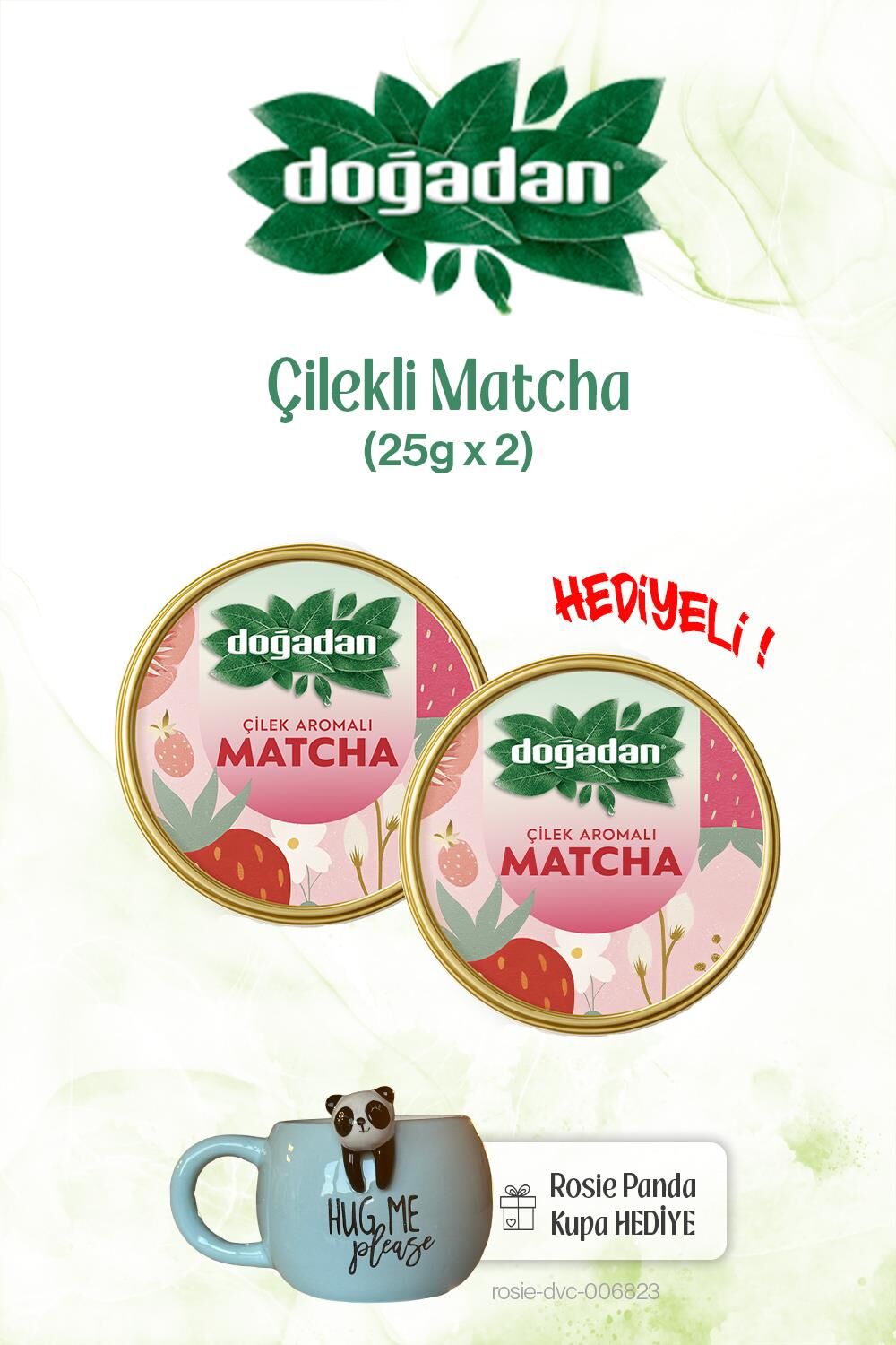 Doğadan x2 Matcha Çilekli 25gr ve Panda Kupa