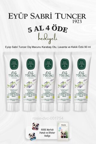 Eyüp Sabri Tuncer Diş Macunu Karabaş Otu, Lavanta ve Kekik Özlü 90 ml 5 Al 4 Öde ve Rosie Pamuk