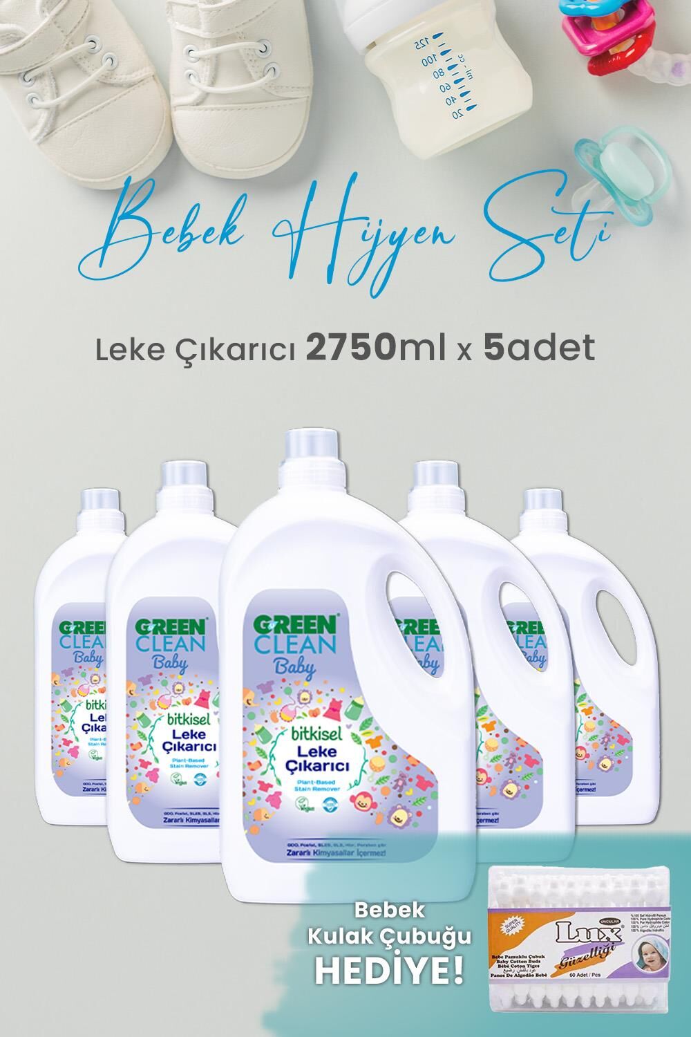 Green Clean Baby Leke Çıkarıcı 2.75 L x 5 Adet ve Hediyeli