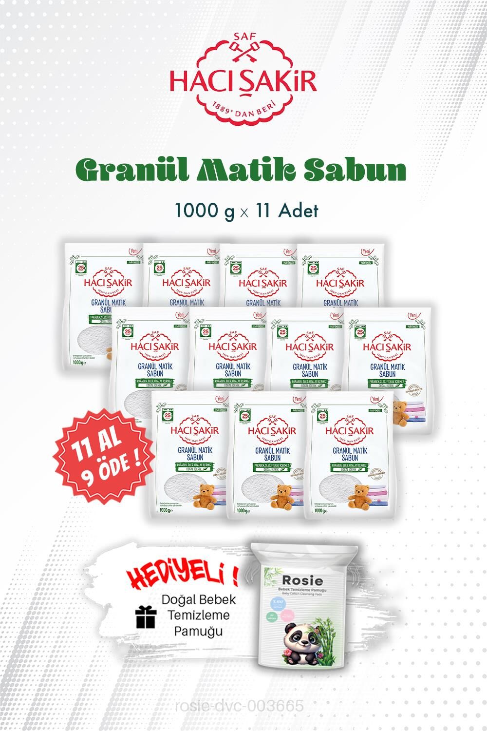1000 gr 11 AL 9 ÖDE Granül Matik Çamaşır Deterjanı ve ROSIE