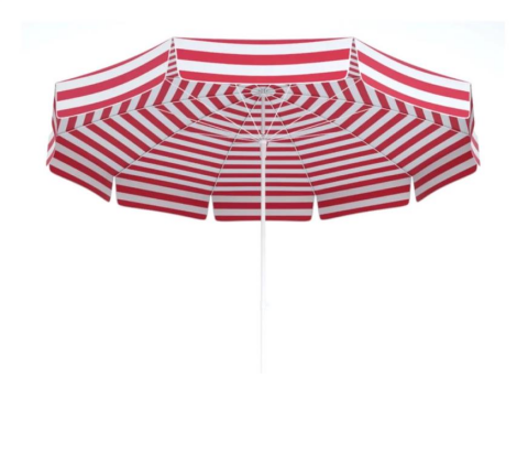Plaj Şemsiyesi Kırmızı Beyaz Renkli 8 Telli 180 CM Çap Eğim Verilebilir