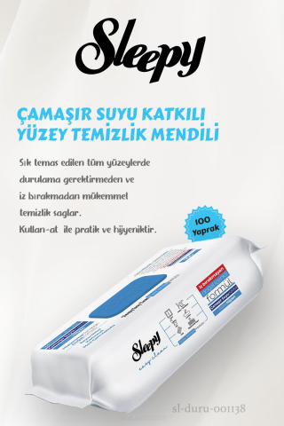 Sleepy Arap Sabunu Katkılı Yer Temizlik Havlusu 50 Yaprak, Beyaz Sabunlu Yüzey Mendili 100'lü ve ROSIE Pamuk