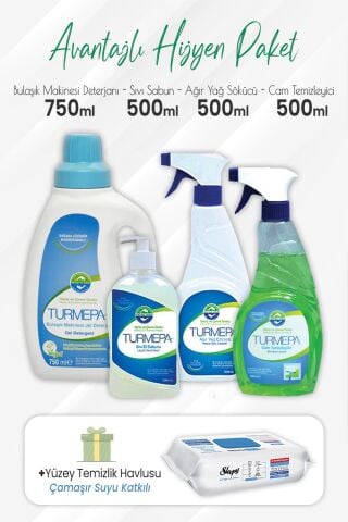 Turmepa Temizlik Paketi ve Çamaşır Sulu Yüzey Temizlik 100'lü