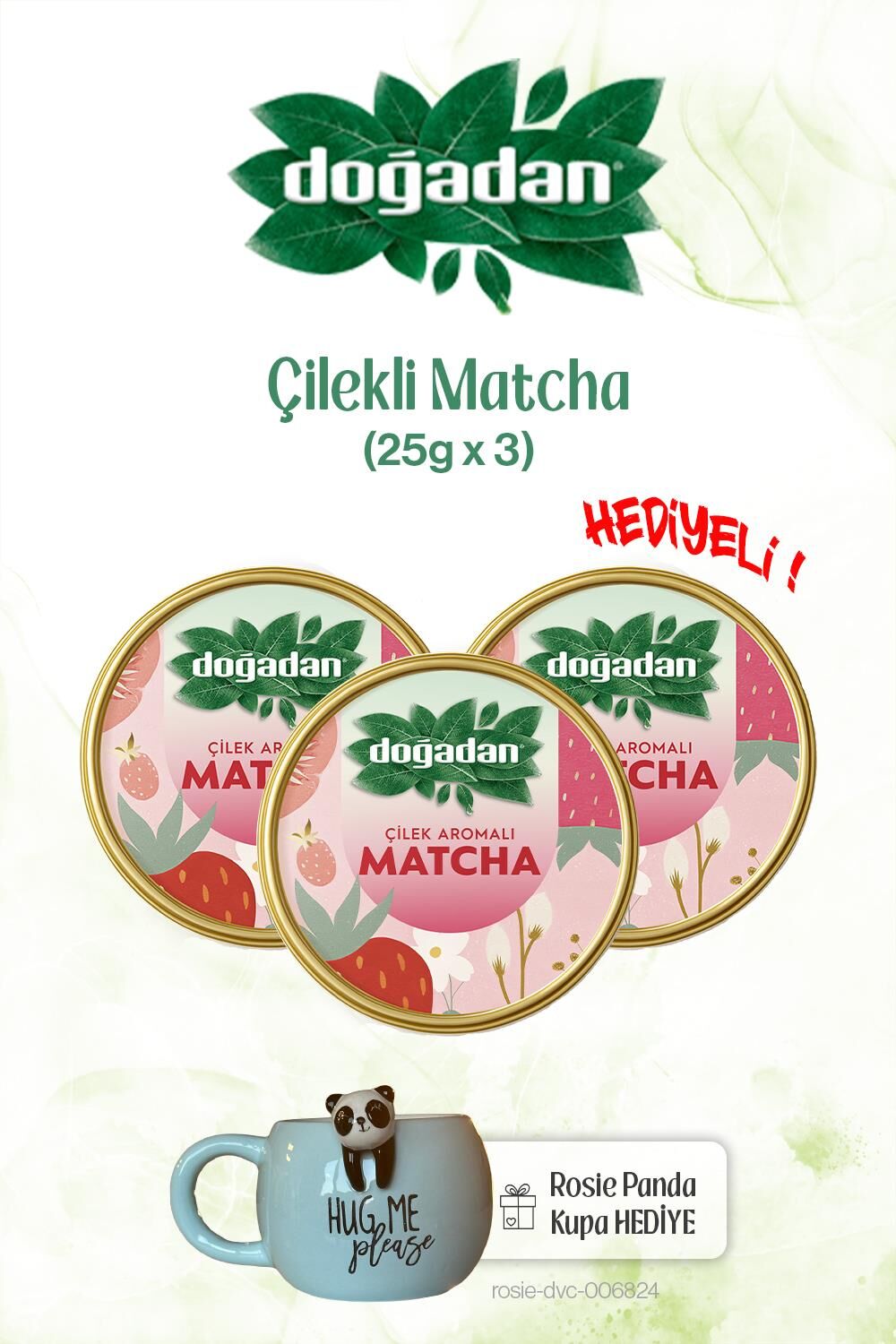 Doğadan x3 Matcha Çilekli 25gr ve Panda Kupa