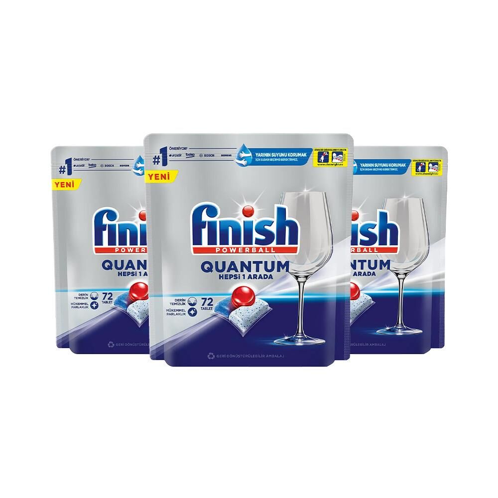 Finish Powerball Quantum Hepsi Bir Arada 72'li Bulaşık Deterjanı x 3