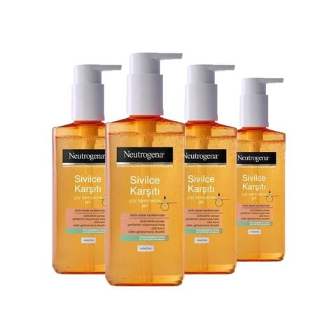 Neutrogena Visibly Clear Sivilce Karşıtı Yağsız Yüz Temizleme Jeli 200 ml x 4