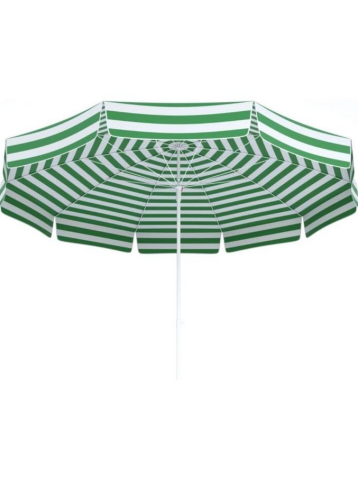 Plaj Şemsiyesi 200 CM Çap Yeşil Beyaz Renkli 8 Telli Eğim Verilebilir