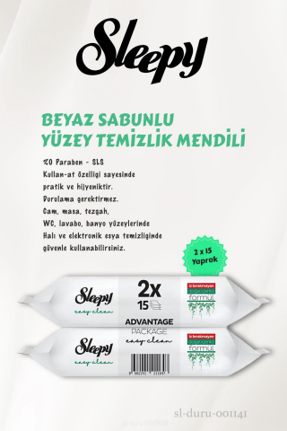 Sleepy Arap Sabunu,Çamaşır Suyu, Beyaz Sabun Katkılı 4  XL Yer Temizlik Havlusu 50 Yaprak,Sleepy Easy Clean 15x2 ve ROSIE Pamuk