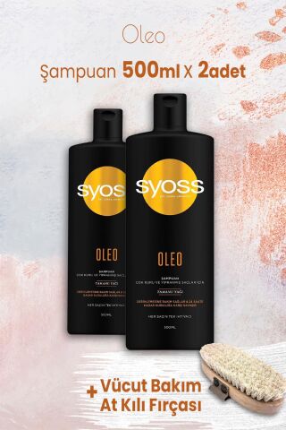Syoss Oleo Derinlemesine Bakım Şampuan 500 ml x 2 Adet ve Vücut Bakım At Kılı Fırçası