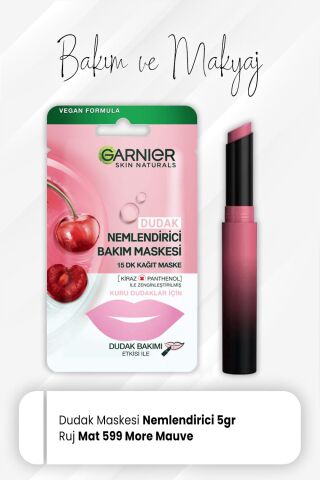 Garnier Dudak Maskesi ve Color Sensational Mat Ruj 599 More Mauve