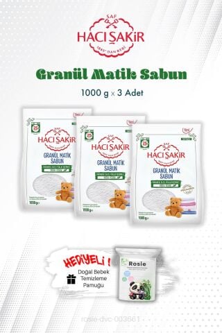 1000 gr 3 Adet Hacı Şakir Granül Matik Çamaşır Deterjanı ve ROSIE