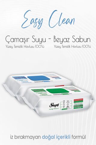 Sleepy Easy Clean Yüzey Temizlik Havlusu 100'lü ve Çamaşır Suyu Katkılı 100' lü