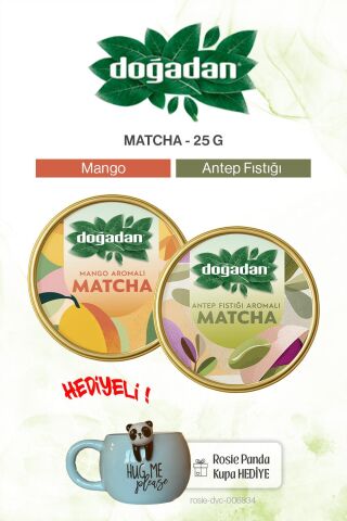 Doğadan Matcha 25 gr. Antep Fıstıklı ve Mango ve Panda Kupa
