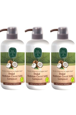 Eyüp Sabri Tuncer Doğal Hindistan Cevizi Sütlü Şampuan 600 ml x 3 Adet
