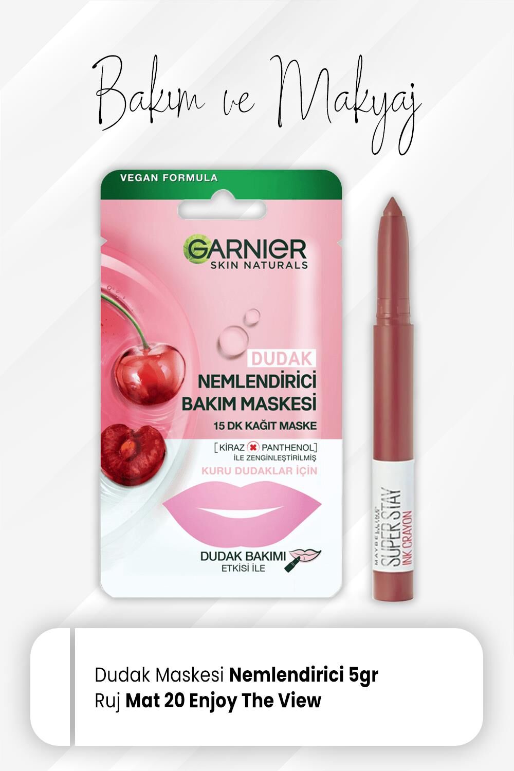 Garnier Dudak Kağıt Maske ve Super Stay Crayon Kalem Mat Ruj 20 Enjoy The View